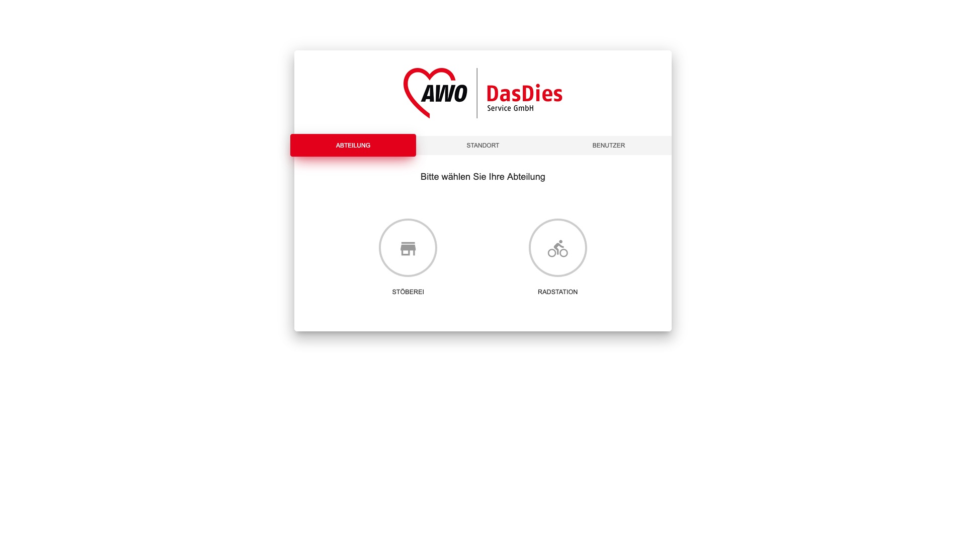 Login-Oberfläche der Radstation Ruhr Anwendung